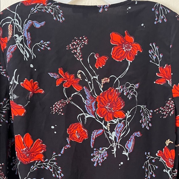 Madewell Women's Silk Smocked Sleeve Floral Wrap Top Size S - Picture 7 of 14